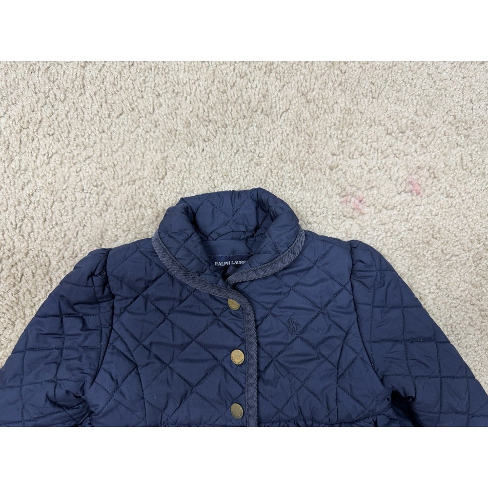Ralph Lauren Collared Quilted Jacket Snap Button Sz 24M Blue Corduroy Collar - Picture 4 of 11